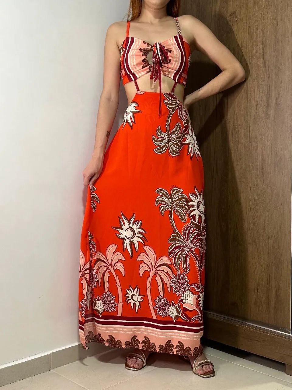 Vestido longo estampado 