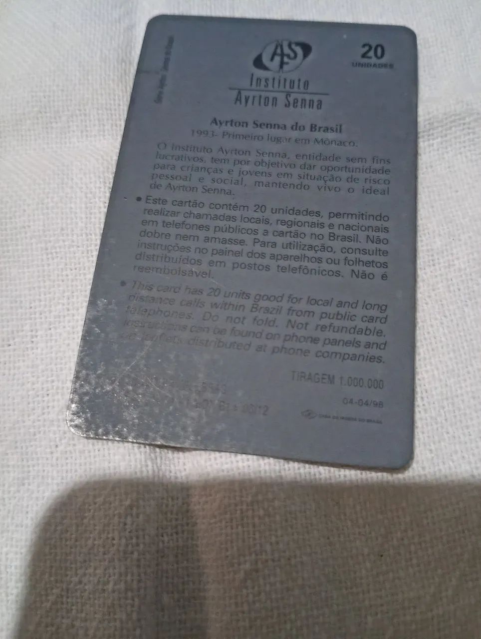 Cartão telefônico Ayrton senna - Foto 2