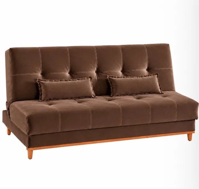Sofá-Cama Confort Versátil 1,88 m Veludo Marrom - Foto 2