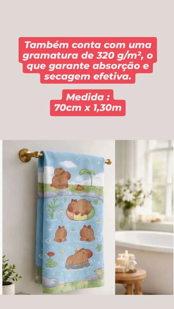 Toalha de Banho Döhler CAPIVARA aveludada  - Foto 3