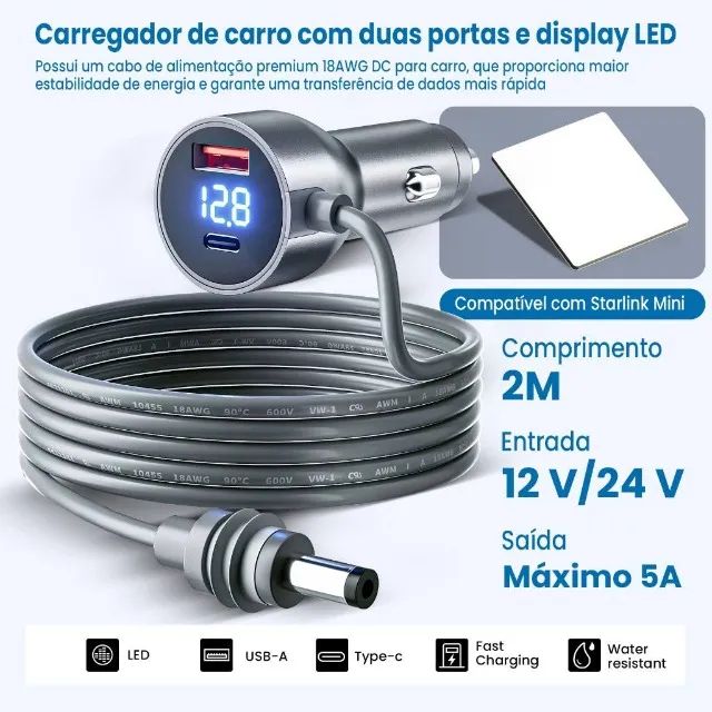 Cabo Starlink carro 12v - Foto 2