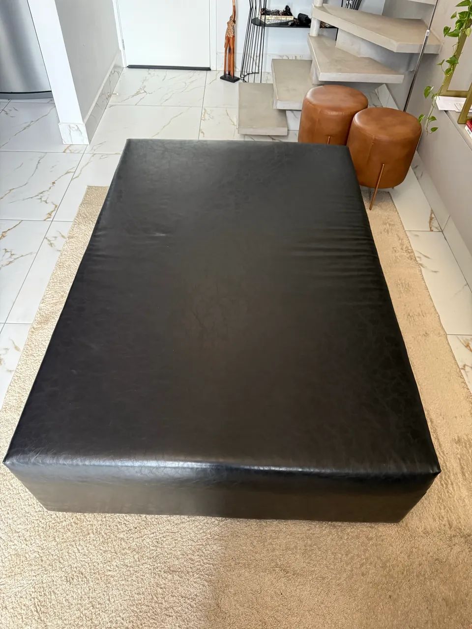Puff gigante 1,90x1,20 couro preto