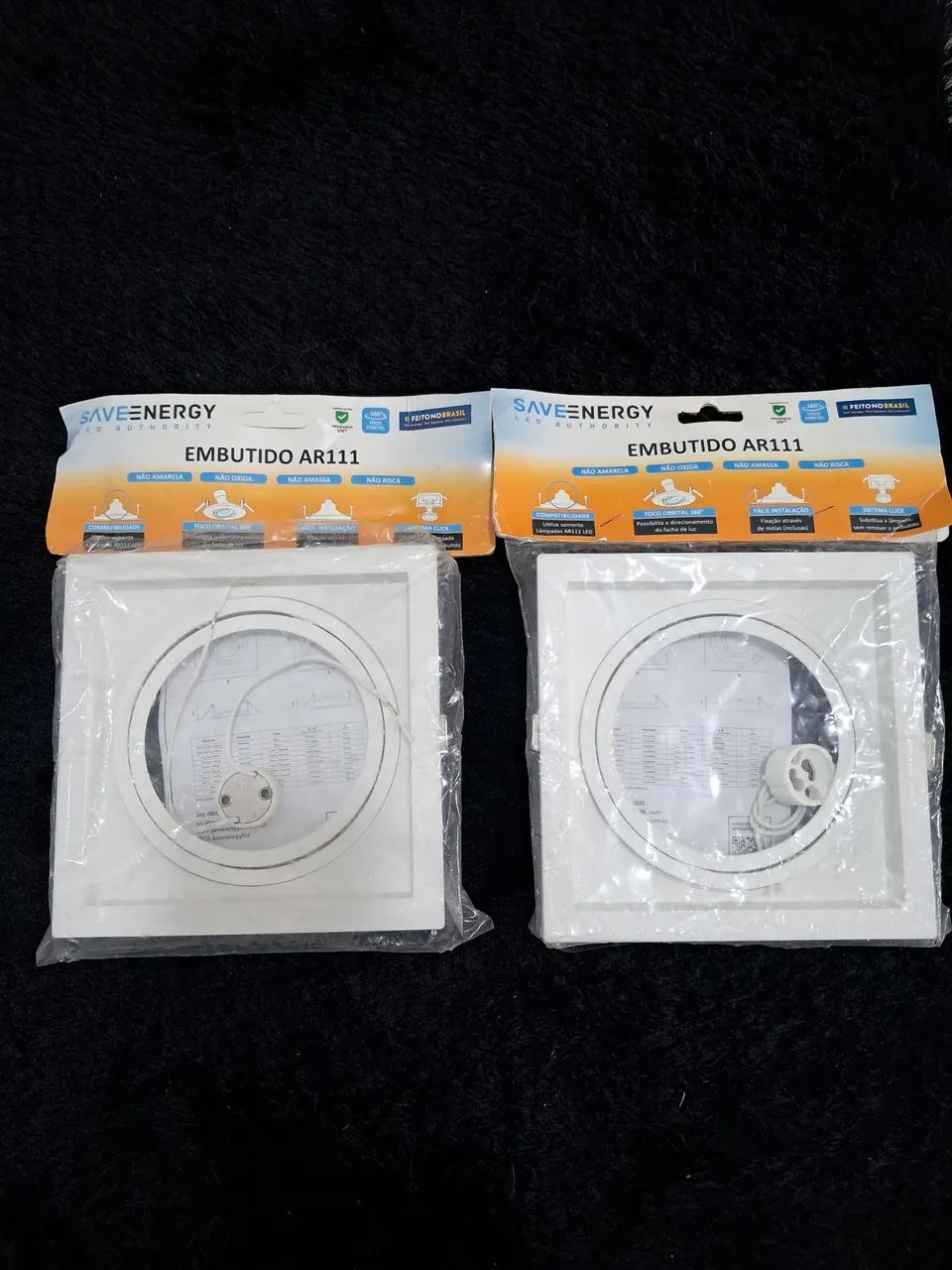 Kit dois Spot AR111 Embutido Iluminação Recuado com Foco Orientável