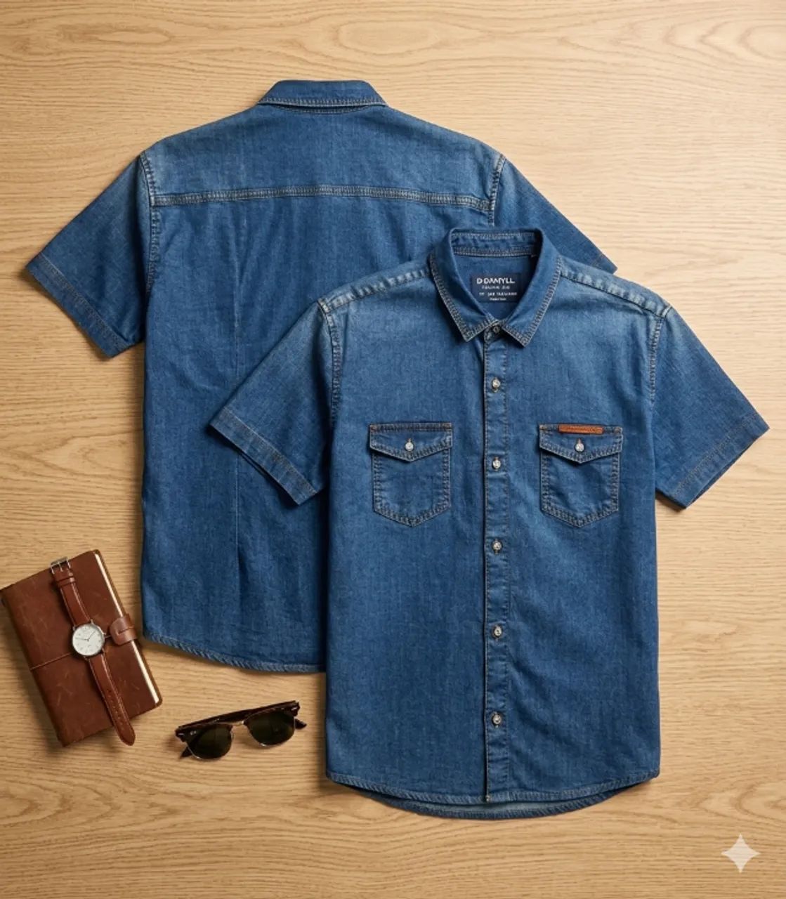 Camisa Jeans Manga Curta Damyller