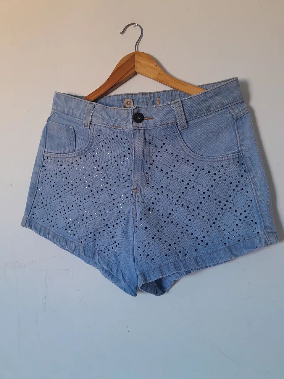 Short jeans com brilho