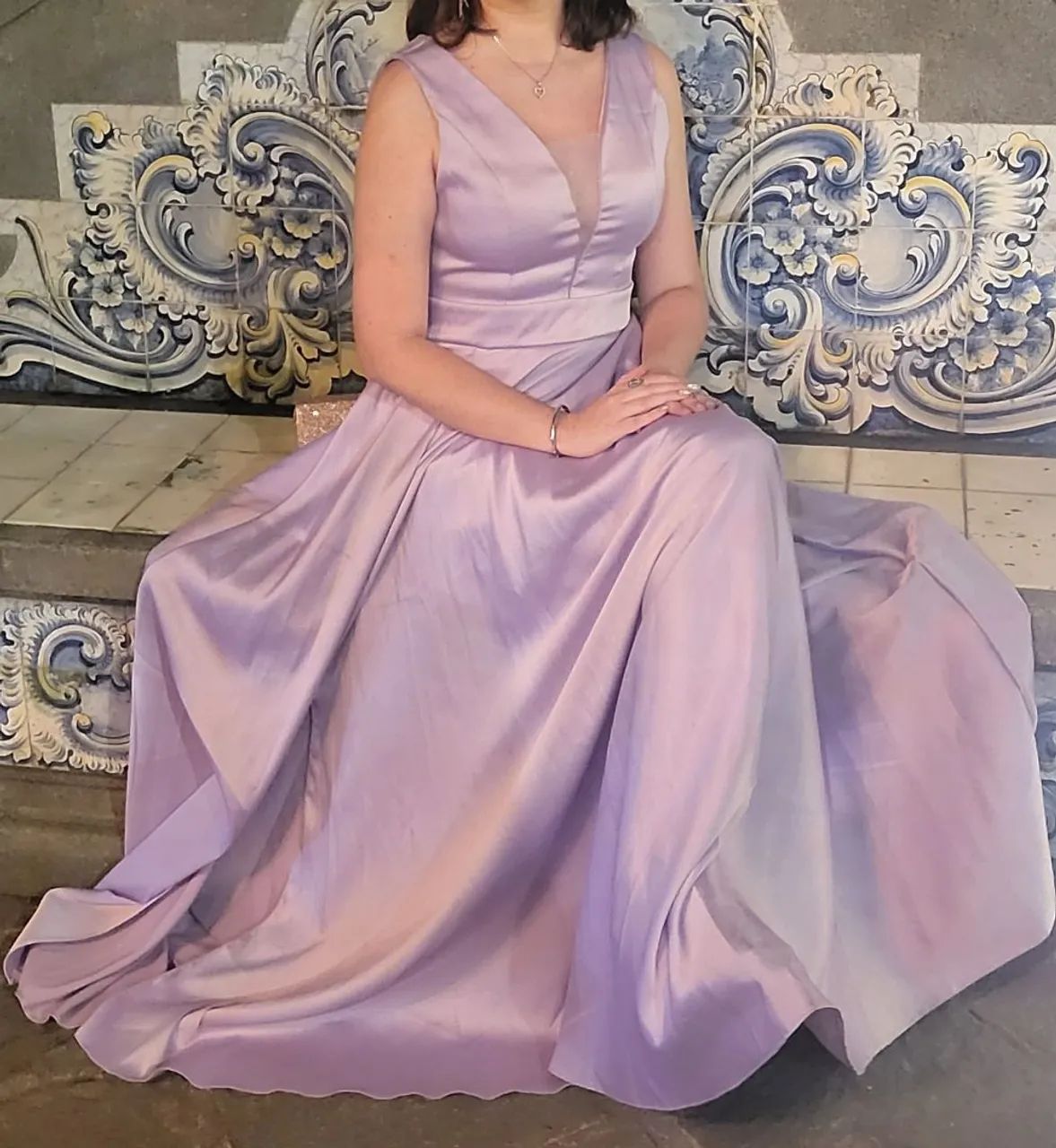 Vestido longo de Baile Lilás 