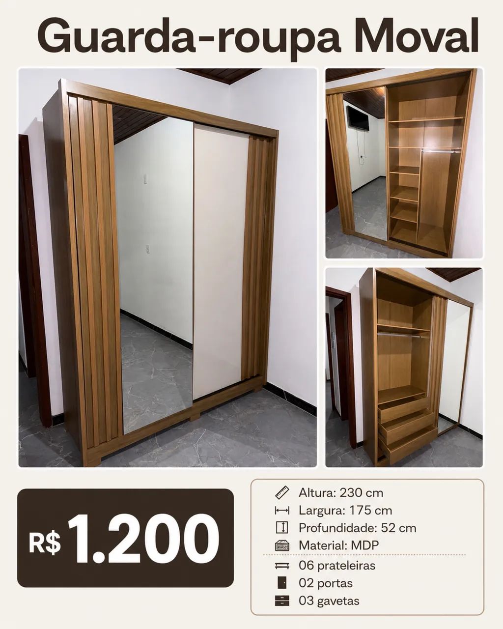 Guarda-roupa semi-novo - Foto 3
