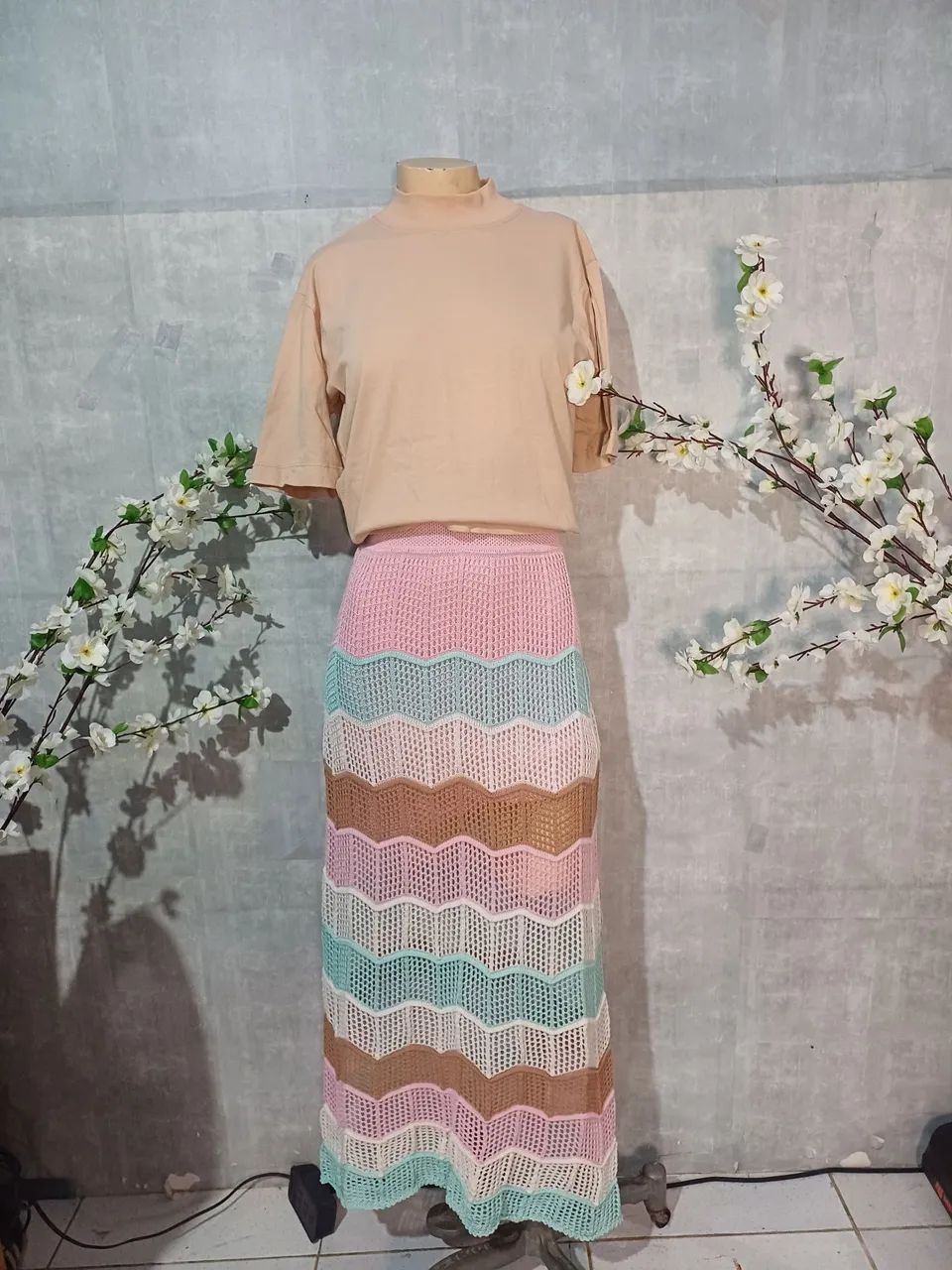 Conjunto saia longa de tricô e cropped  - Foto 5