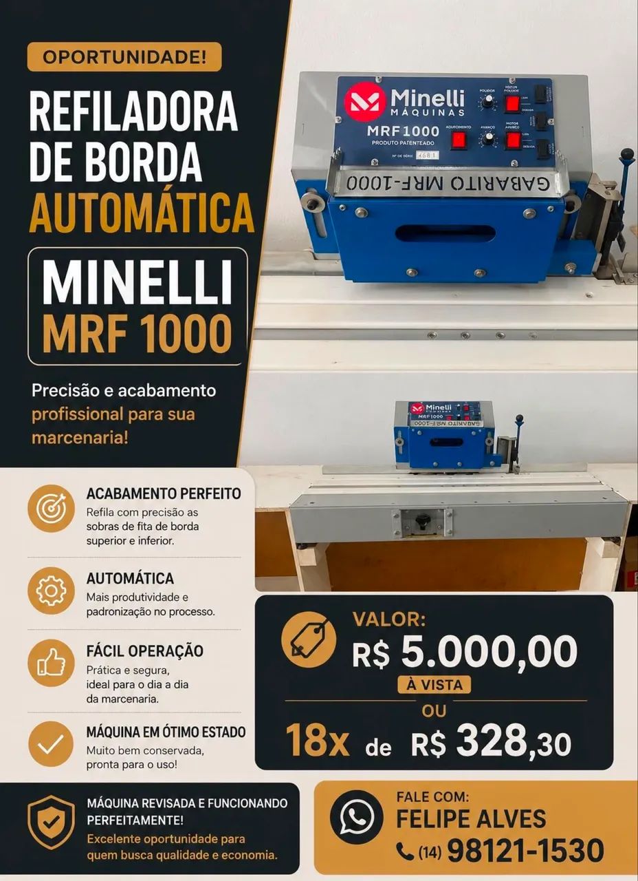 Refiladora de Borda Minelli MRF 1000