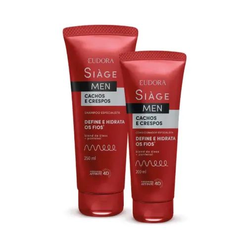 Combo Siàge Men Cachos e Crespos: Shampoo 250ml + Condicionador 200ml