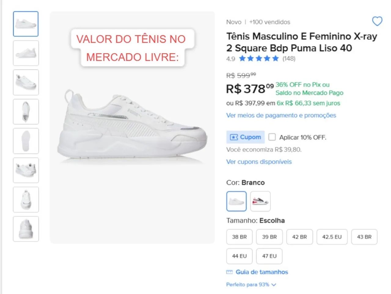 Tênis Puma X-Ray 2 Square, Branco - Foto 5