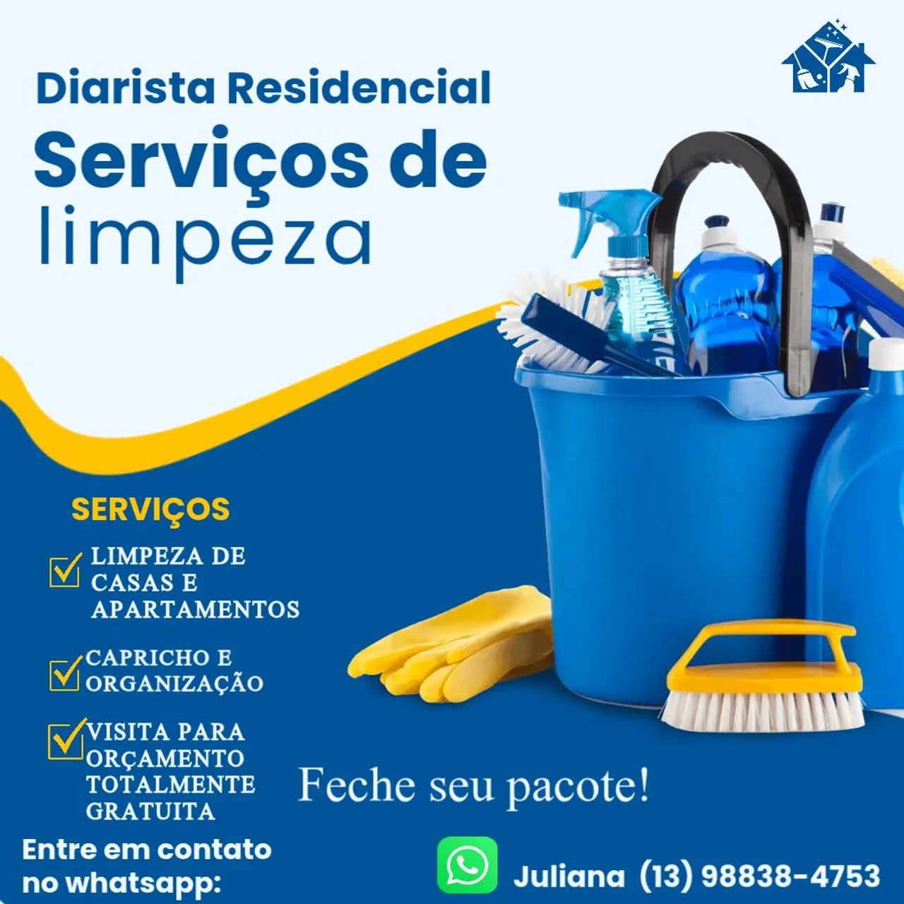 Ofereço meu serviço:Diarista para residências 