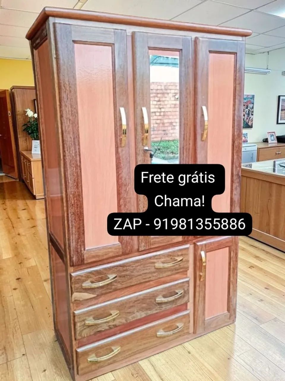 Guarda roupa de solteiro 3 portas com espelho novo! - Foto 4