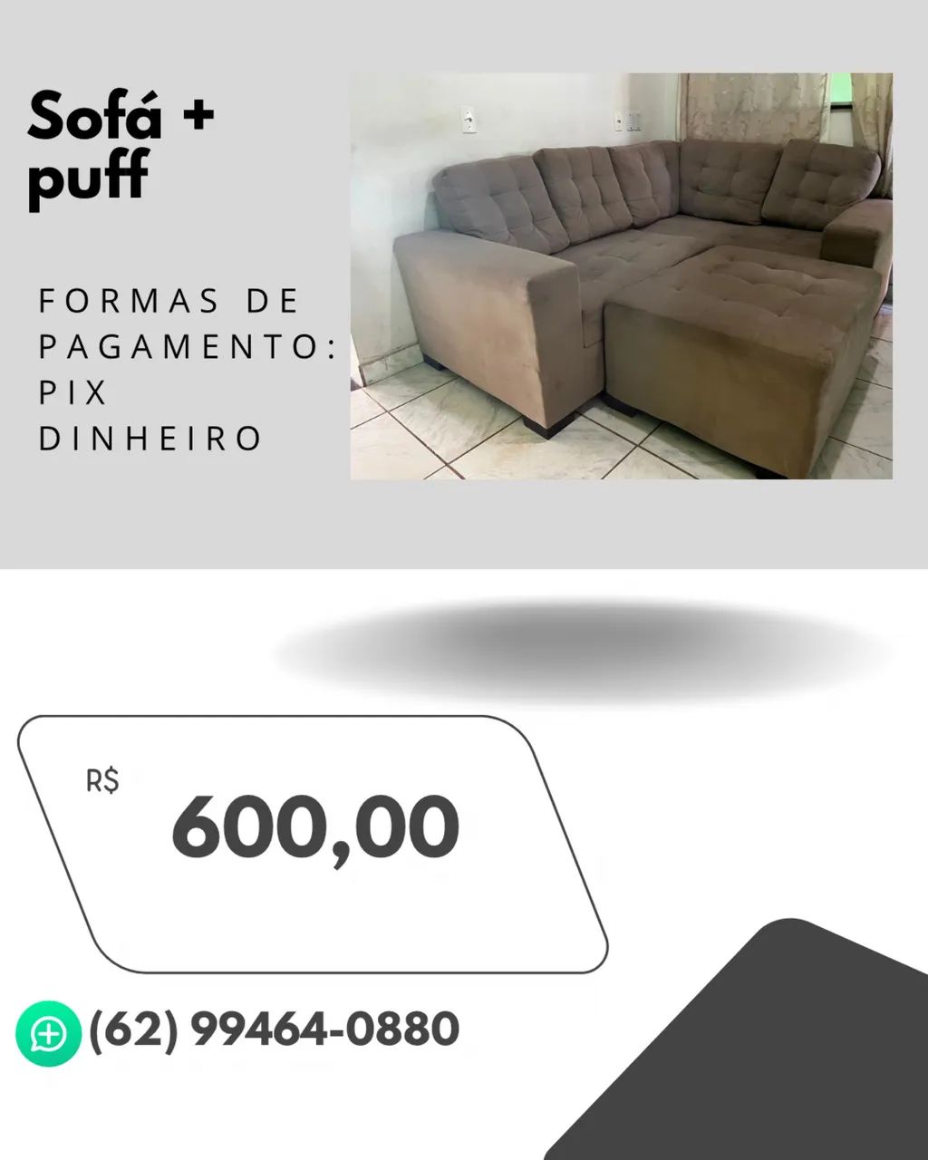 Sofá planejado + puff