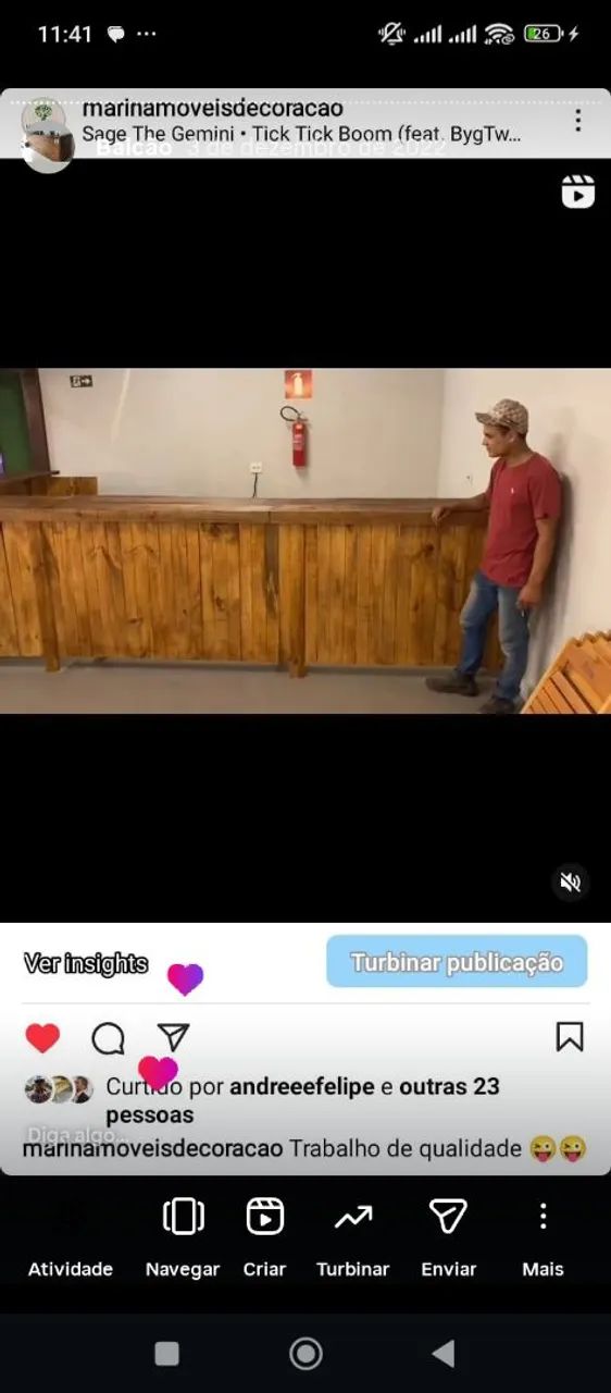 Balcão de madeira para bares e restaurante e outros comércios