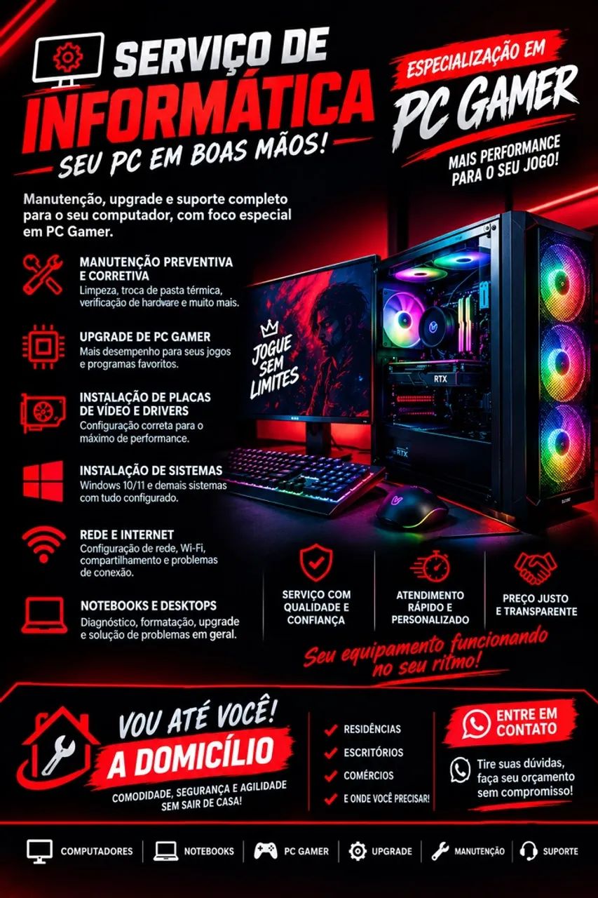 Técnico em informática,especializado na linha gamer