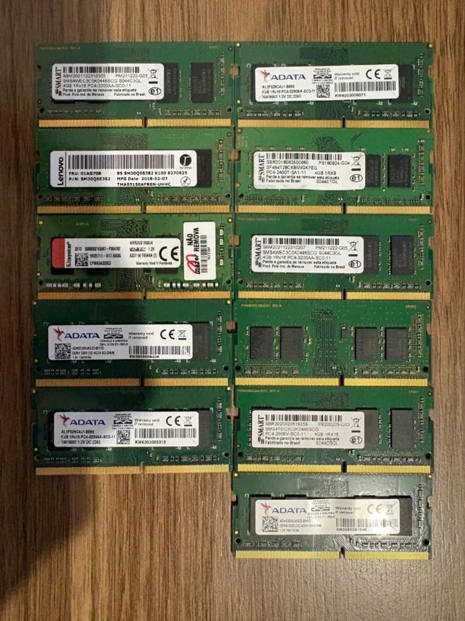 Lote Memórias DDR4 4GB 