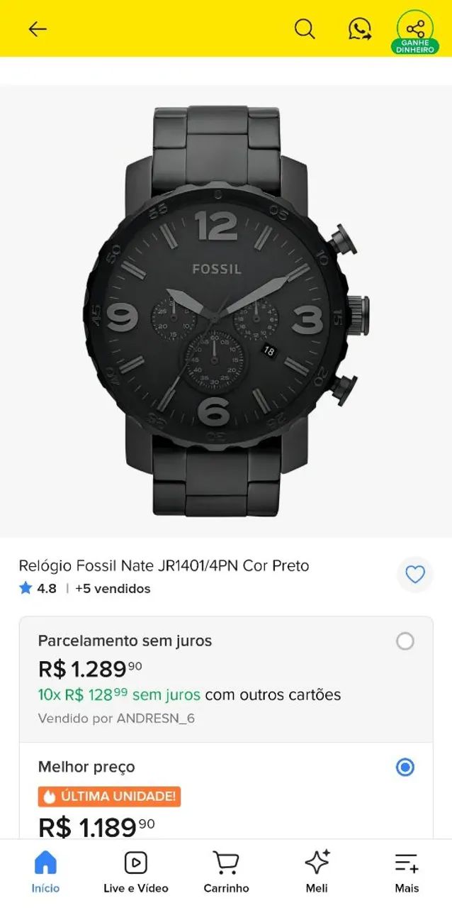 Relógio Fossil Nate 1 linha - Foto 2