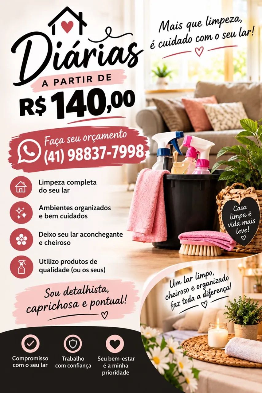 Diarista com experiência e referência.