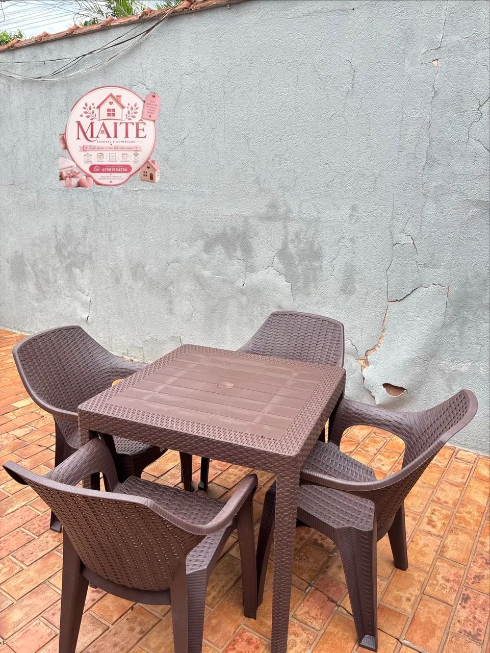 Jogos de mesa rattan marrom 