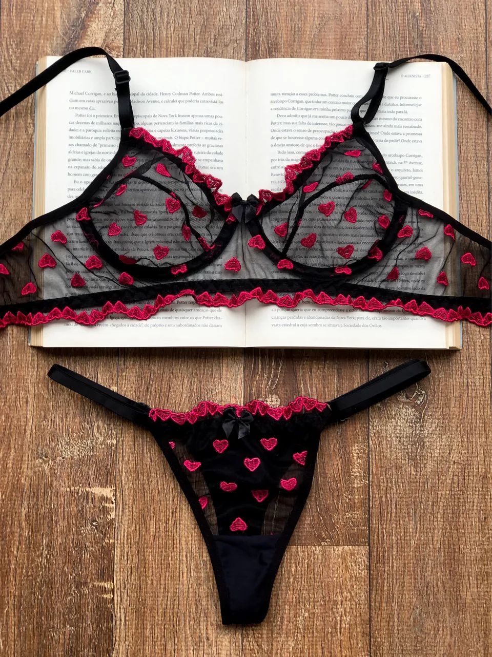 Conjunto de lingerie coração tule  - Foto 5