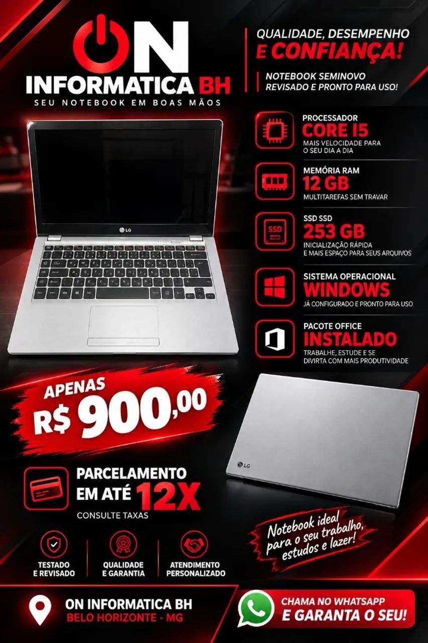 Notebook Core I5 12 GB com SSD