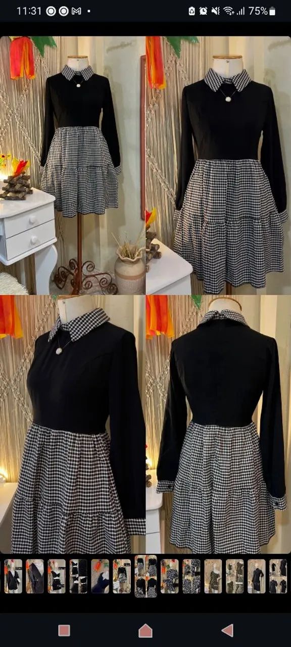 VESTIDO XADREZ PRETO E BRANCO - Foto 2