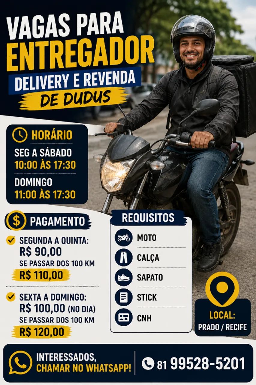 VAGA PARA ENTREGADOR - PRADO 