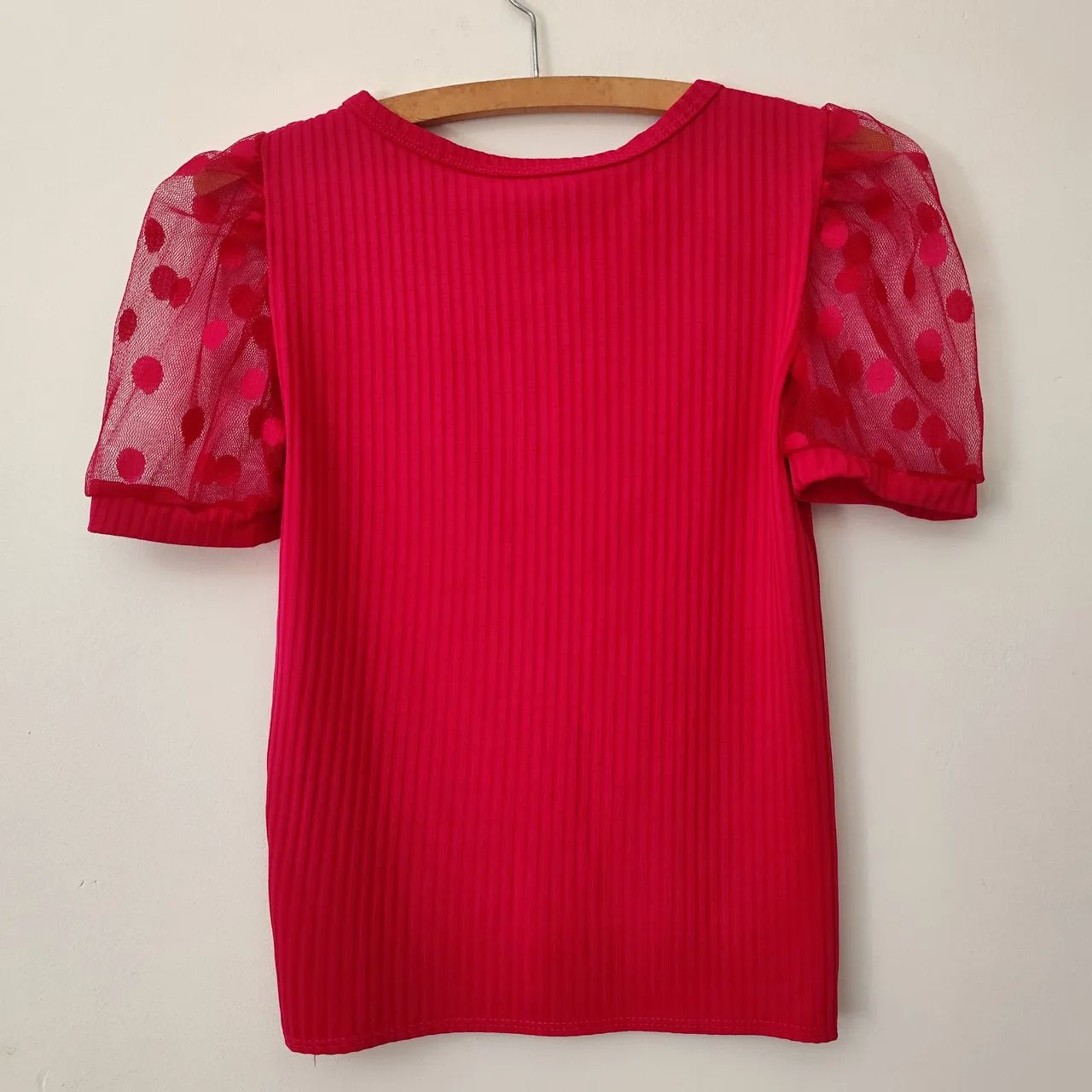 Blusa canelada pink manda bufante de Tule tamanho M - Foto 3