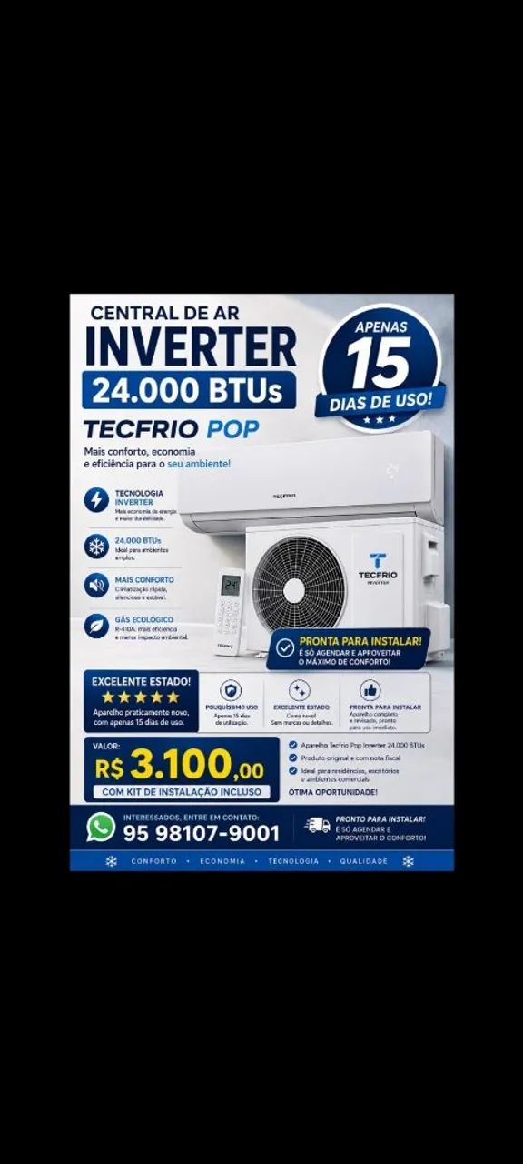 Ar condicionado com apenas 15 dias de uso