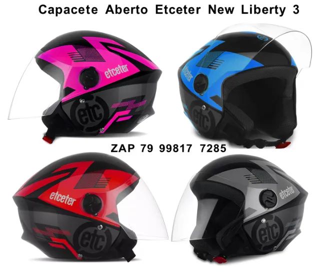 Capacete Aberto Etceter New Liberty 3, com Selo Imentro e Refletivo