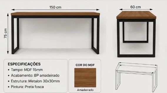 Mesa de Escritório Industrial - Foto 2