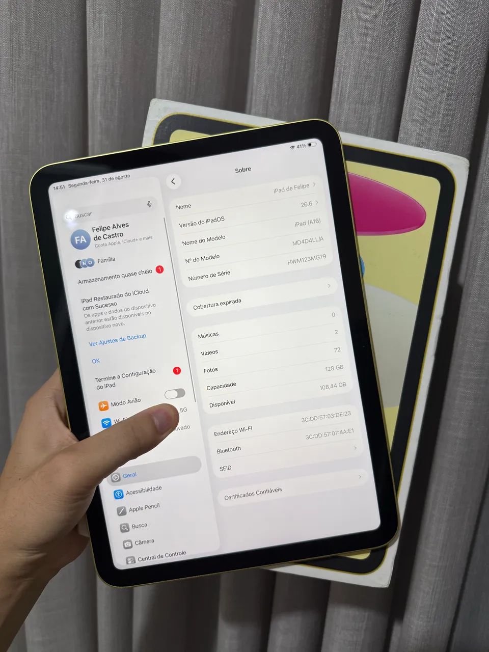 IPAD 11 (A16) 128GB AMARELO - Foto 4