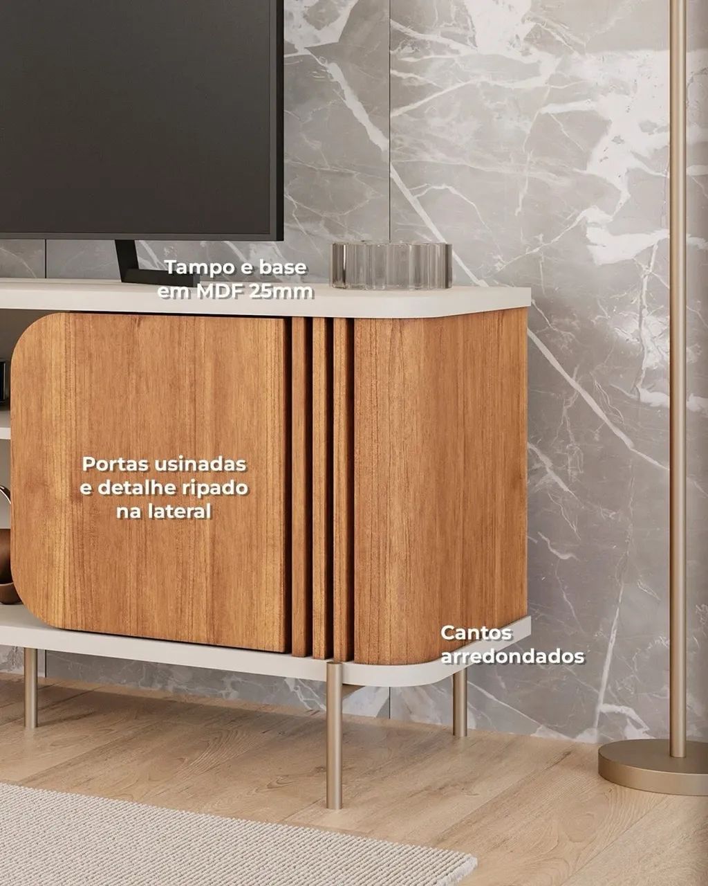 Rack Chicago Permobili 100% MDF, ideal para TVs até 65 Polegadas - Entrega Imediata - Foto 4