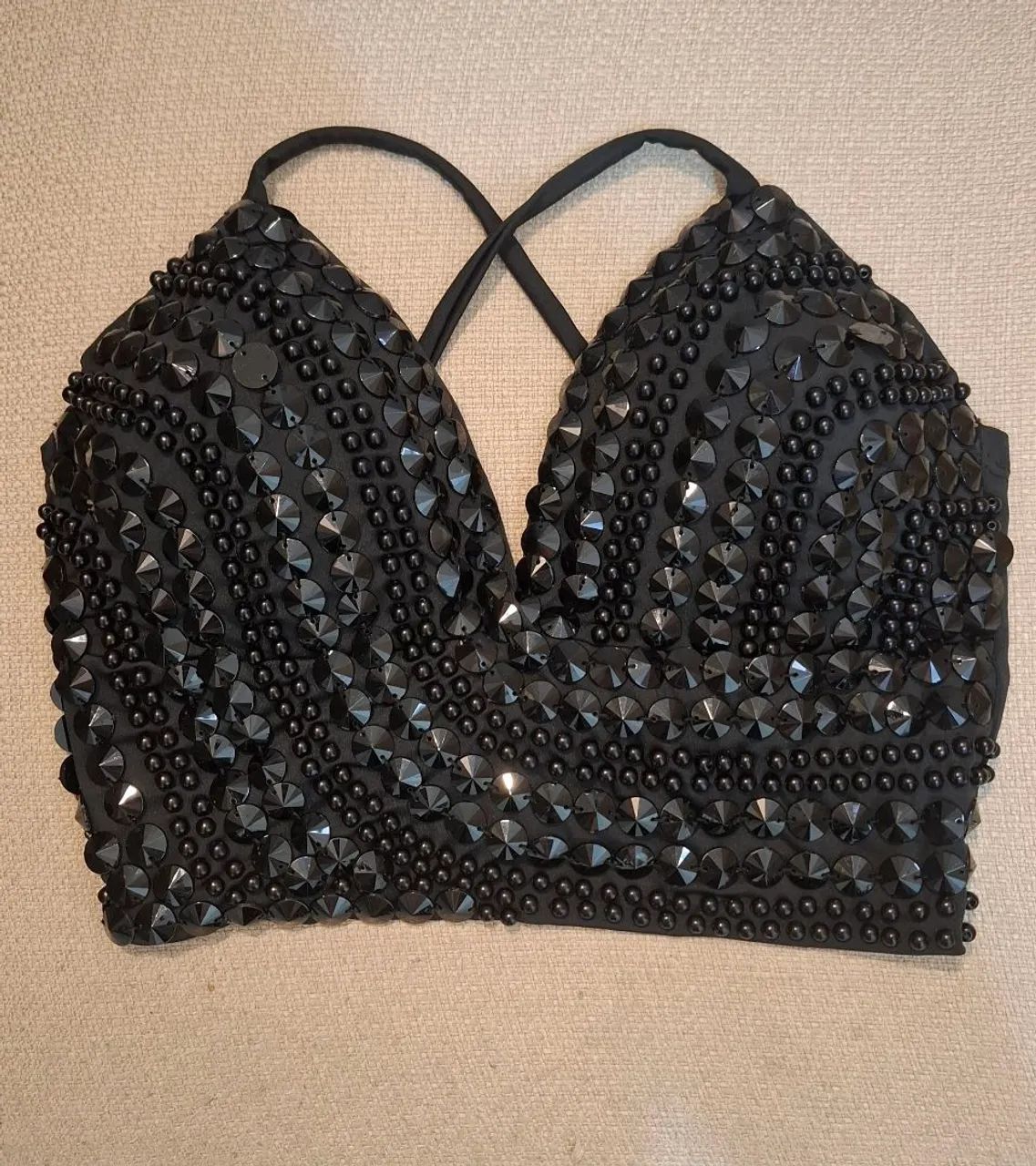 Cropped Preto Carnaval Tam. UNICO