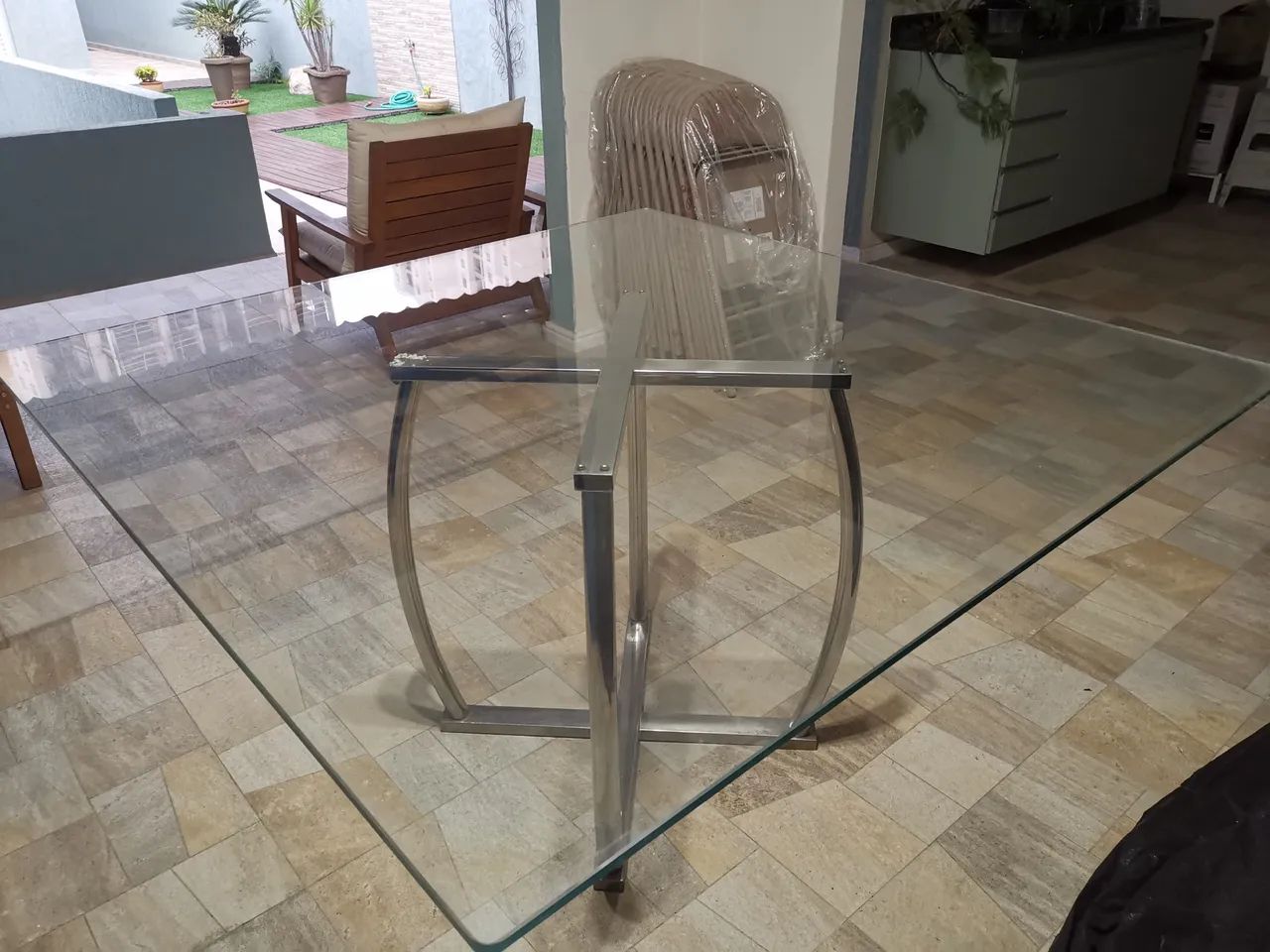 Linda mesa de vidro com Inox  - Foto 2