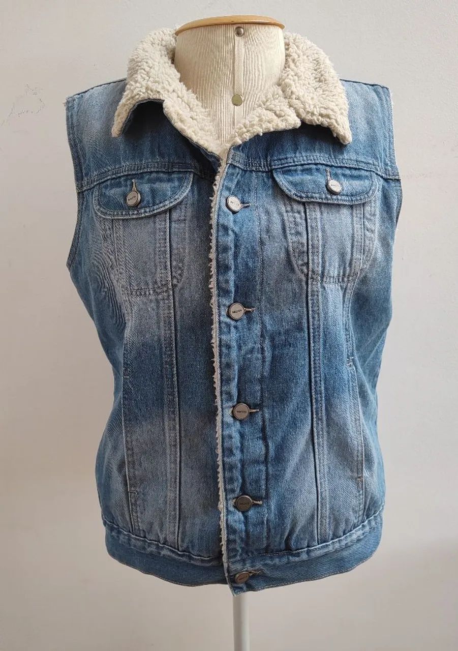 Colete Jeans com Forro Pelúcia Novo - Foto 3