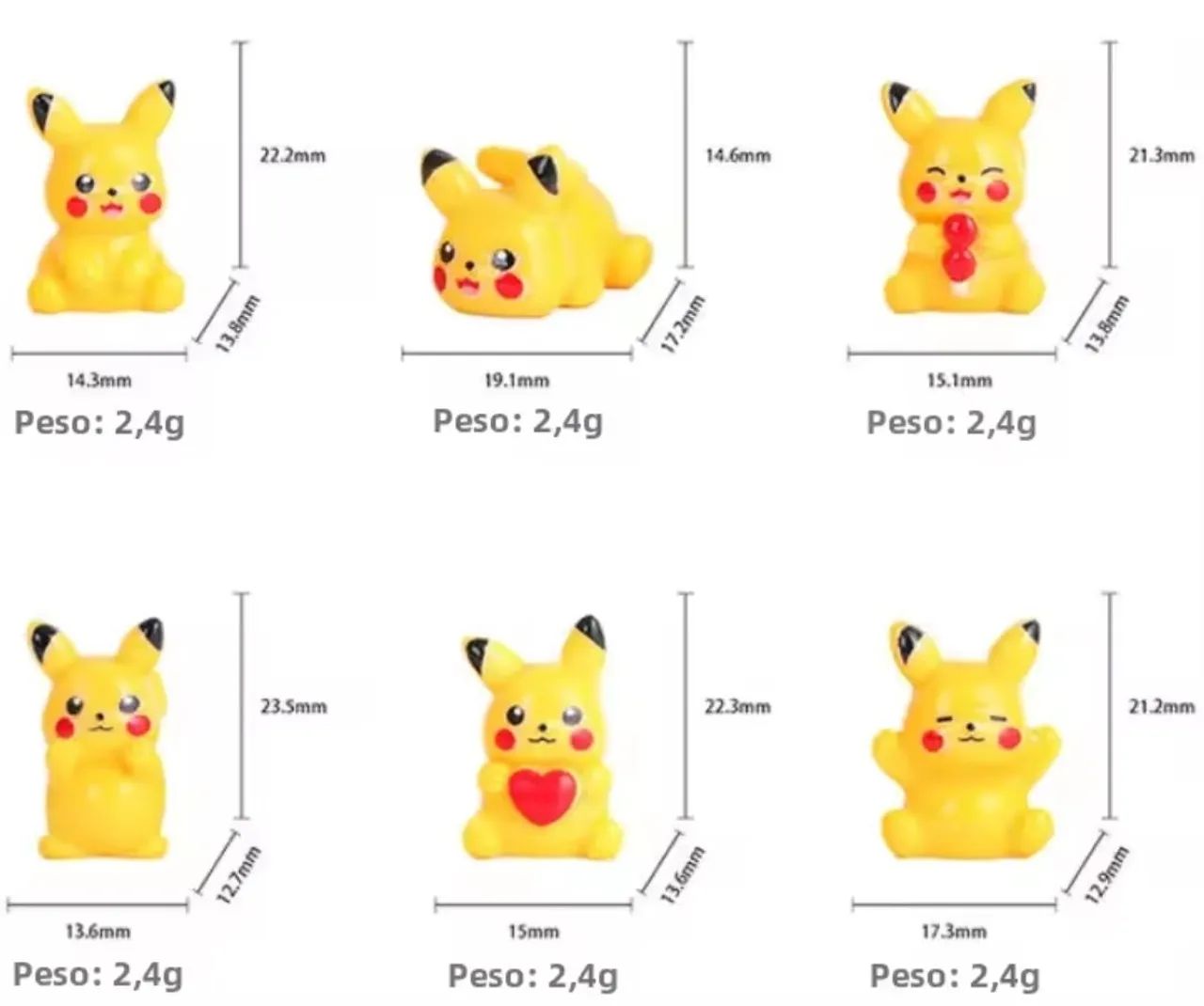 Conjunto de miniaturas de Pokemon Pikachu 6 peças  - Foto 4