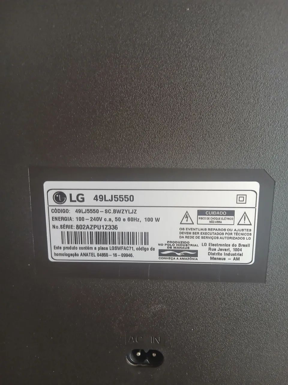 Tv LG 50 polegadas com defeito 