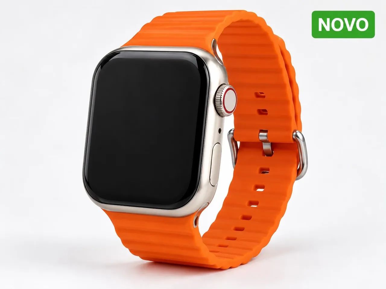 Smartwatch K9 Pro Prata com Pulseiras Laranja e Branca - Foto 4