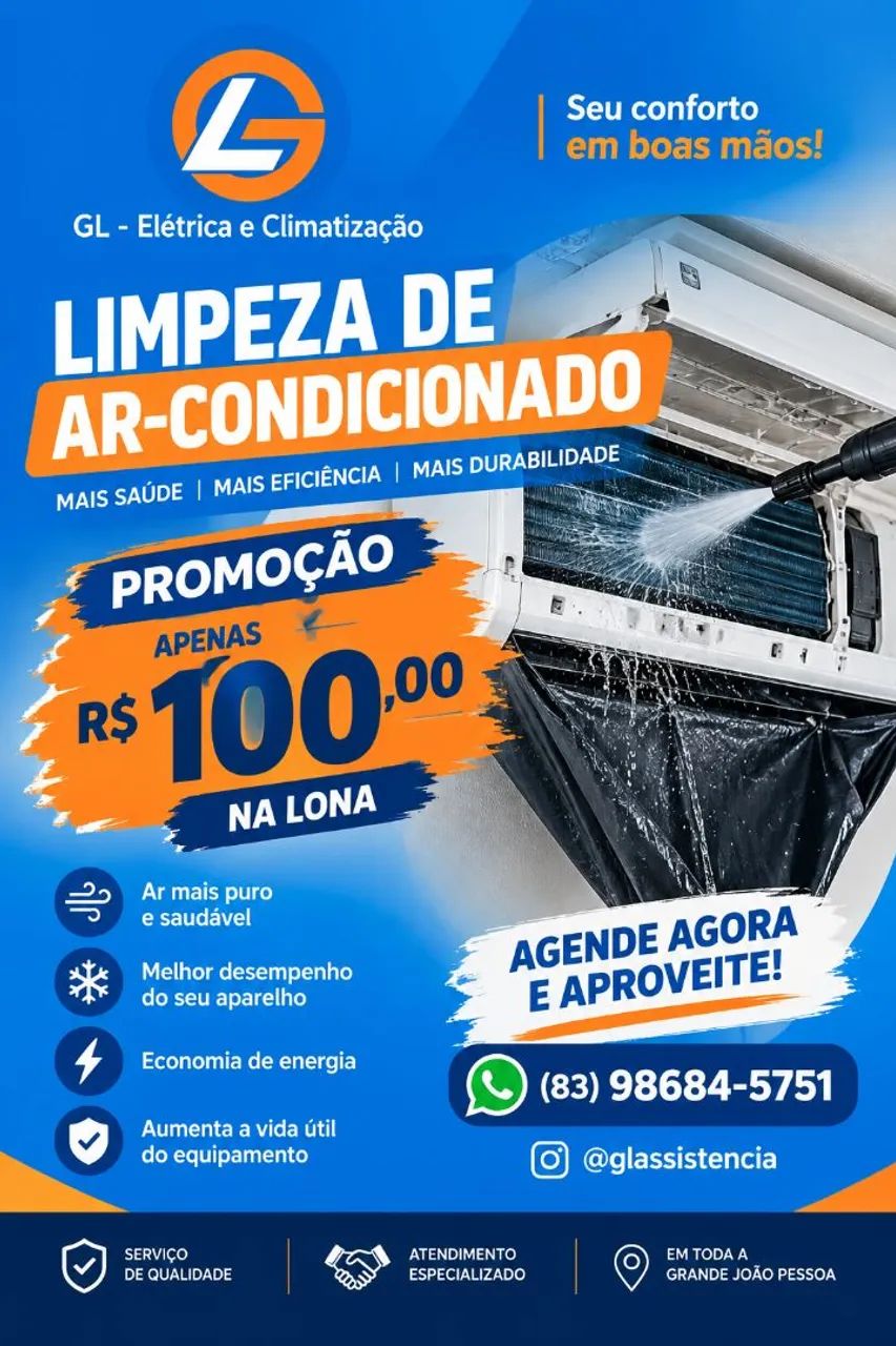 Limpeza/higienização de ar condicionado 