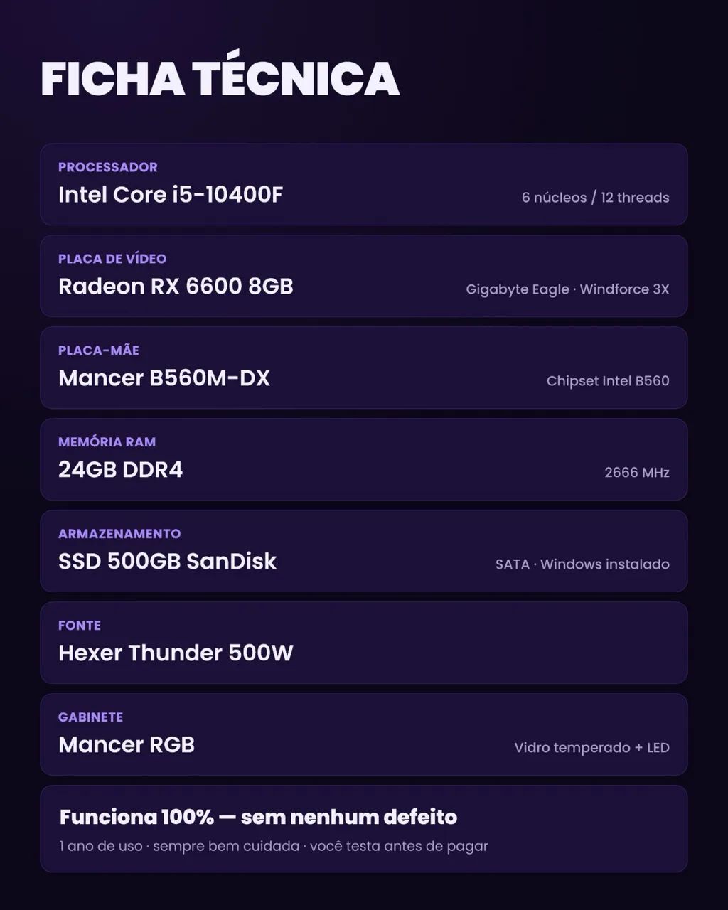 PC GAMER RX 6600 10 GEN - Foto 5