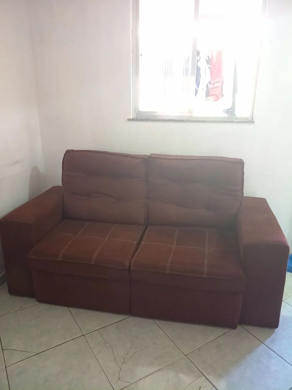 Sofá luizzi 2 e 3 lugares retrátil e reclinável marron - Foto 2