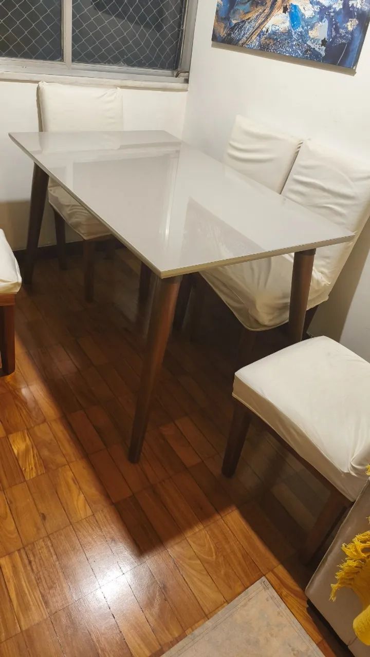 Mesa de Jantar retangular off white 1,30  x 0,80 x 0,78 (altura) - Foto 2