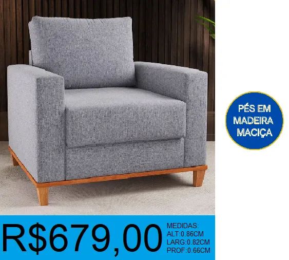 POLTRONA - PÉS EM MADEIRA MACIÇA - DISPONIVEL EM 2 CORES = TEMOS PRONTA ENTREGA  - Foto 2