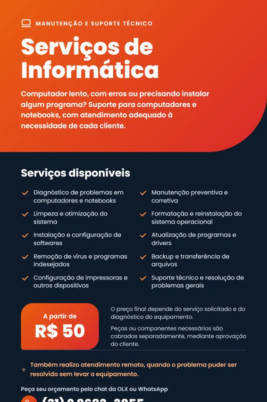SERVIÇOS DE INFORMÁTICA - COMPUTADORES E NOTEBOOKS