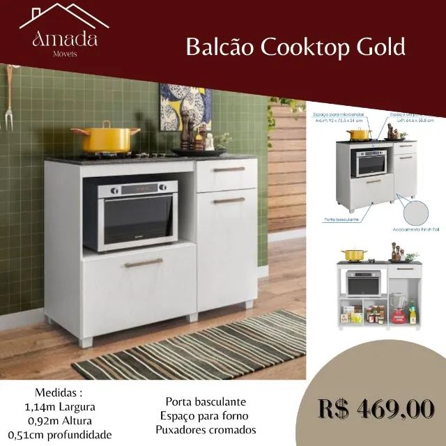 Balcão Cooktop Gold, a pronta entrega 