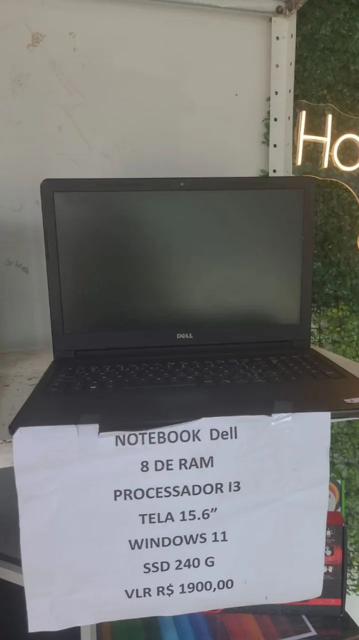 Notebook dell 15" i3 8 de ram ssd 240 gigas