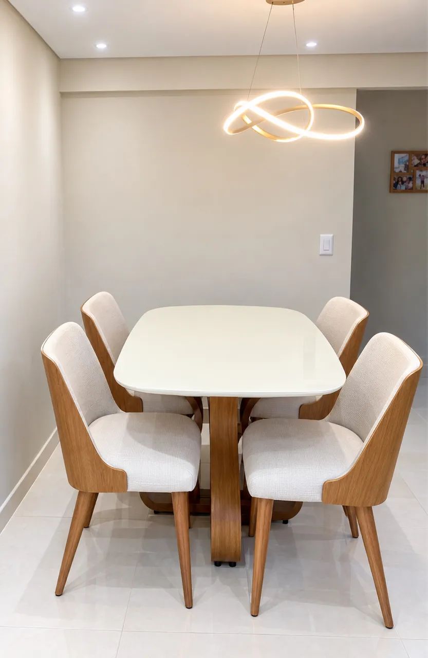  Mesa de Jantar com 4 Cadeiras - Moderna e Super Conservada - Foto 2