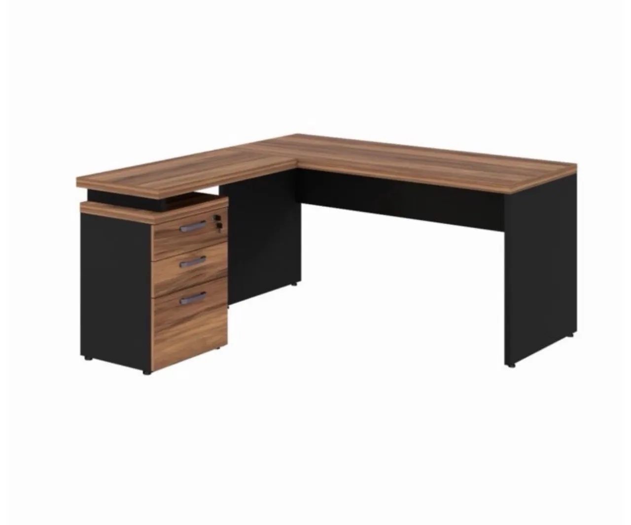 MESA PARA ESCRITORIO EM L COM GAVETEIRO LOJA IKONOFFICE 